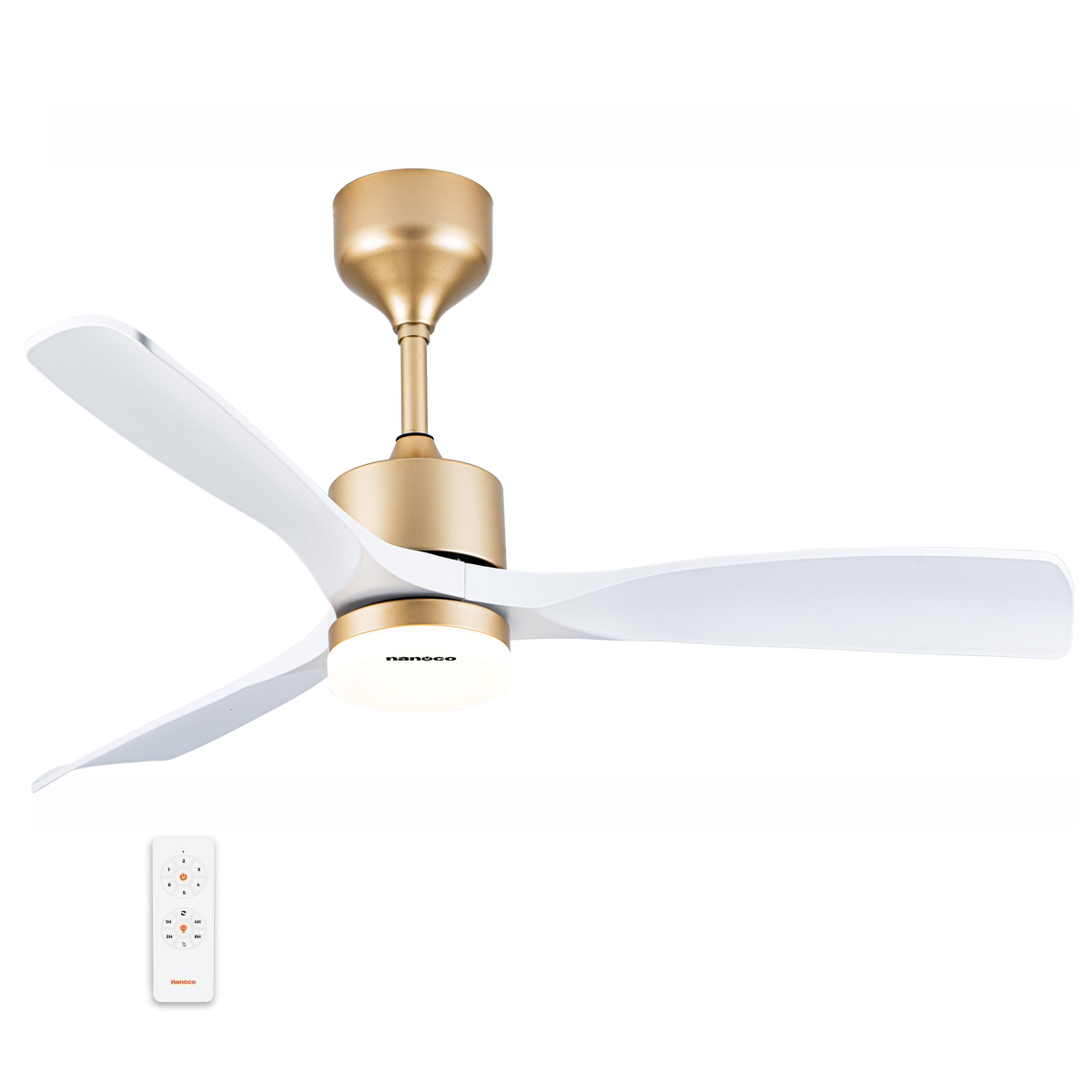 Quạt trần 3cánh, màu trắng, động cơ DC, đèn LED, remote Nanoco NCF5231-WL