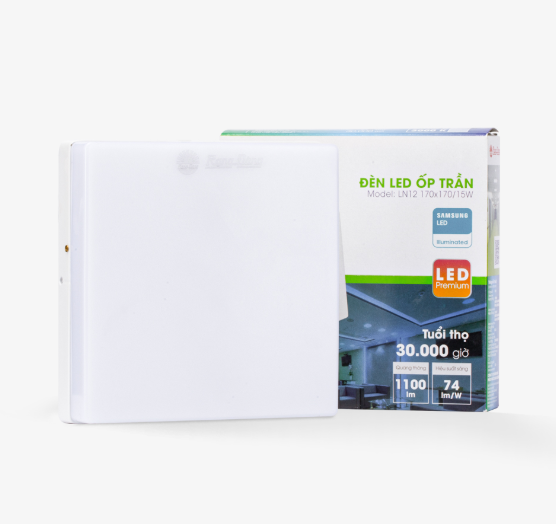 Đèn LED ốp trần đổi màu LN12 170×170/15W SS Rang Đông LED00035959