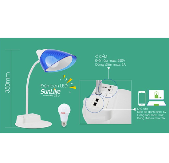 Đèn bàn LED bảo vệ thị lực RD-RL-40 8W(OC-USB) 6500K Rang Đông LED00039208