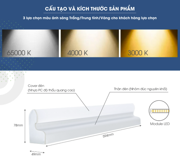 Đèn LED chiếu gương G03 6W 6500K Rạng Đông LED00036317