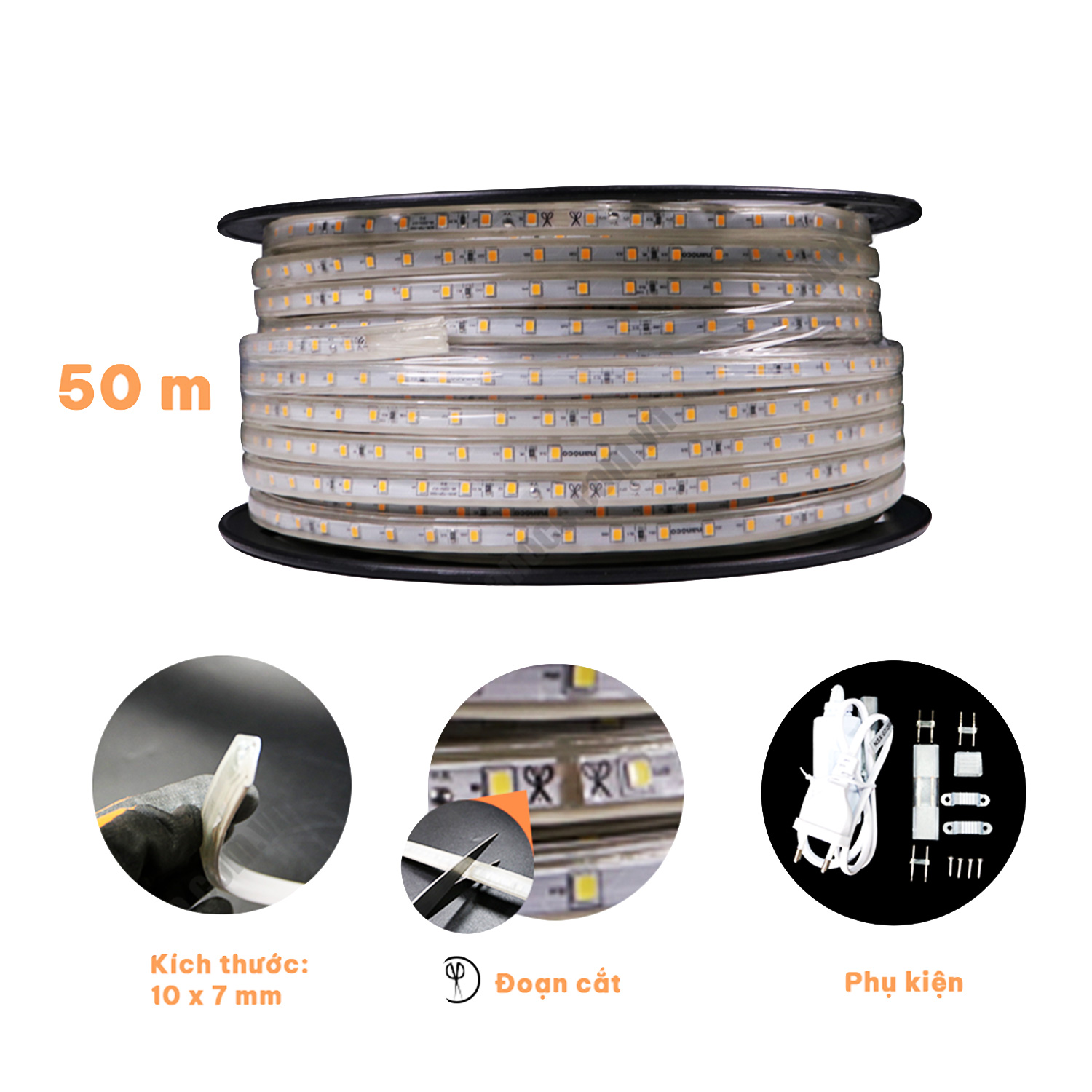 Đèn LEDdây Eris (50m) 4.5W/m 72LED trắng Nanoco NSTE0726