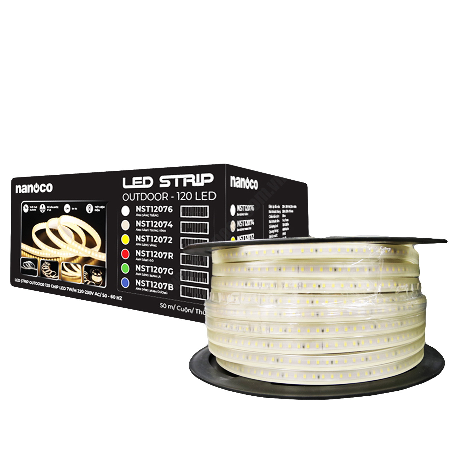 Đèn LED dây (50m) 7W/m 120LED trắng Nanoco NST12076
